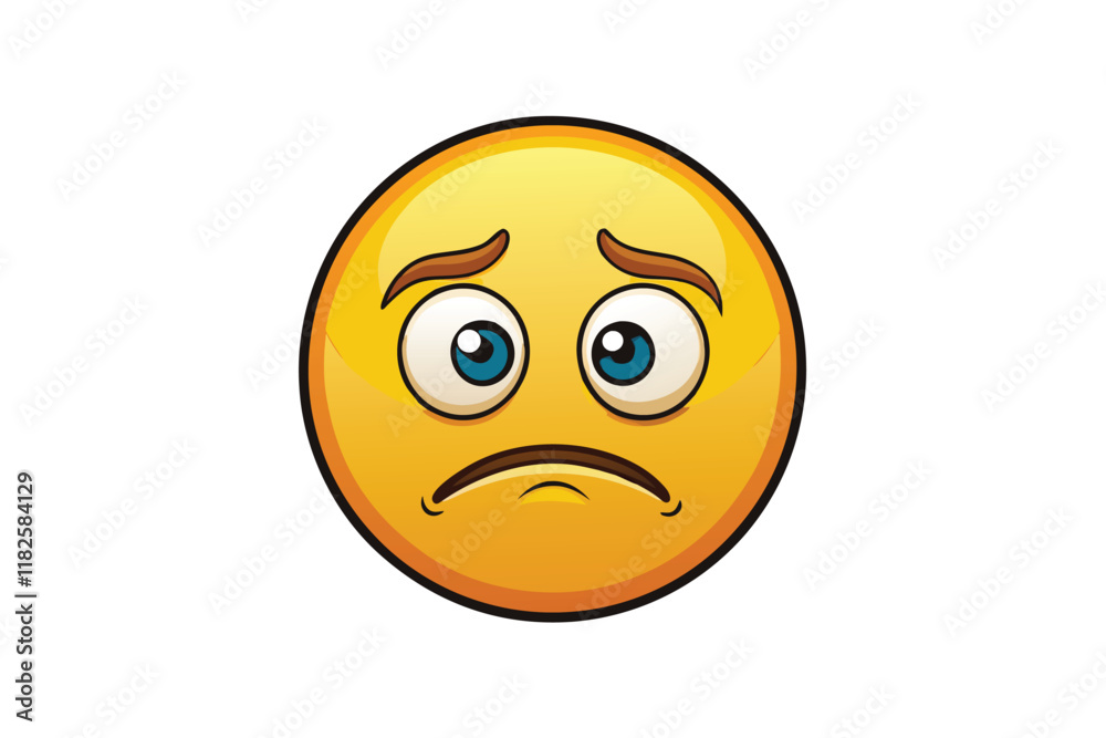 Sad emoji face with a deep frown, downcast eyes, and worried expression, representing disappointment, concern, or sorrow Sad emoji face with a deep frown, downcast eyes, and worried expression, representing disappointment, concern, or sorrow