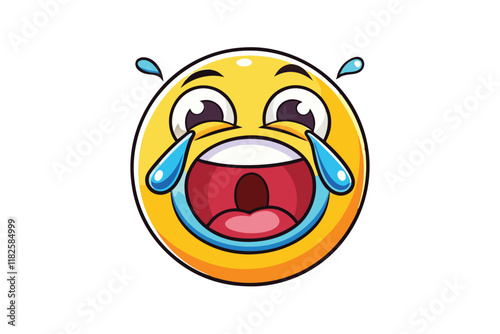Loudly crying emoji face with flowing tears, open mouth, and a dramatic expression, representing intense emotion or laughter