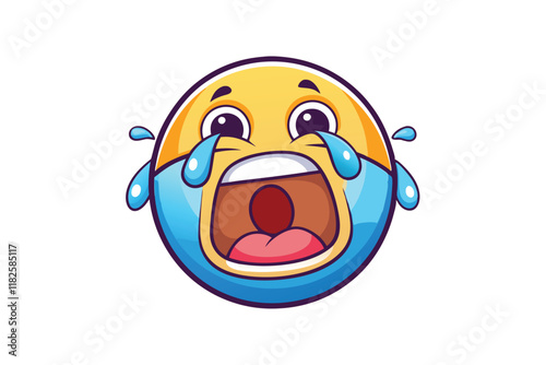 Expressive emoji illustration featuring streaming tears and a dramatic cry, ideal for reactions, emotions, or funny designs