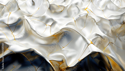 Fototapeta Naklejka Na Ścianę i Meble -  beautiful white and gold 3d liquid background wallpaper 