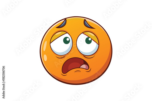 Weary cartoon emoji showcasing fatigue and exhaustion through drooping eyes and downturned mouth