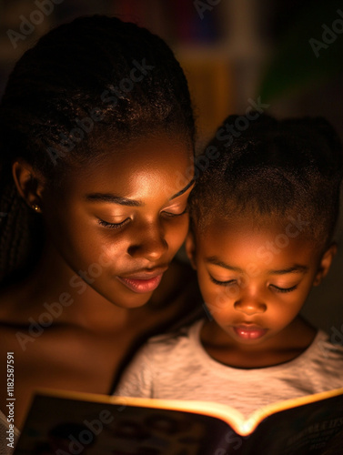 Mother and Child Reading Together