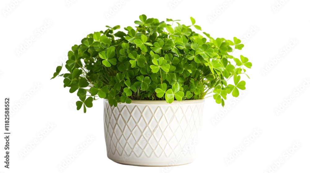 Lush Green Clover Plant in Decorative Pot Spring Nature Botany Irish Symbol Lush Green Clover Plant in Decorative Pot Spring Nature Botany Irish Symbol