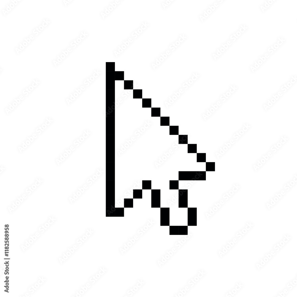 Web cursor icon. Symbol for control or selection on a monitor. Pixel arrow. Graphical interface element. Web cursor icon. Symbol for control or selection on a monitor. Pixel arrow. Graphical interface element.