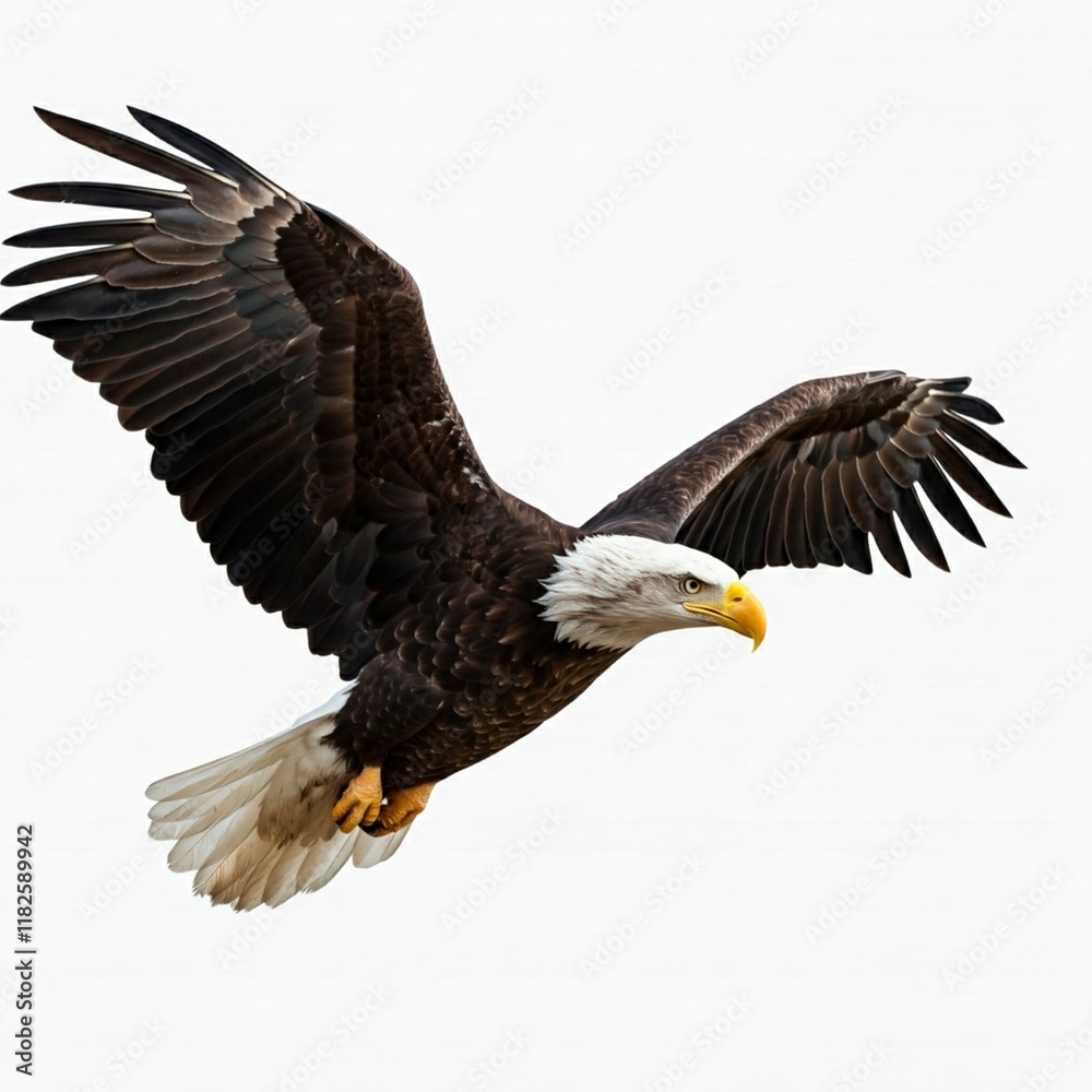 Weißkopfseeadler im Kopf freigestellt vor weißem Hintergrund Weißkopfseeadler im Kopf freigestellt vor weißem Hintergrund
