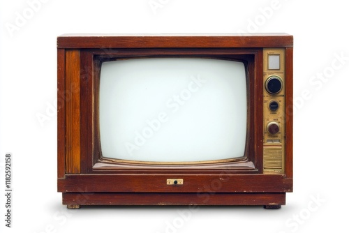 A vintage style television set with a blank white screen, ideal for background use or to represent a retro theme