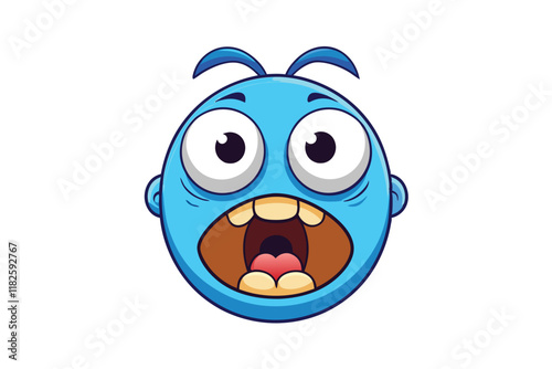 Cartoon emoji character in bright colors, screaming in terror, with expressive wide eyes and an open mouth