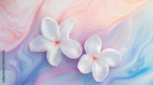 Elegant pastel textures featuring white flowers abstract background digital art soft tones aesthetic appeal