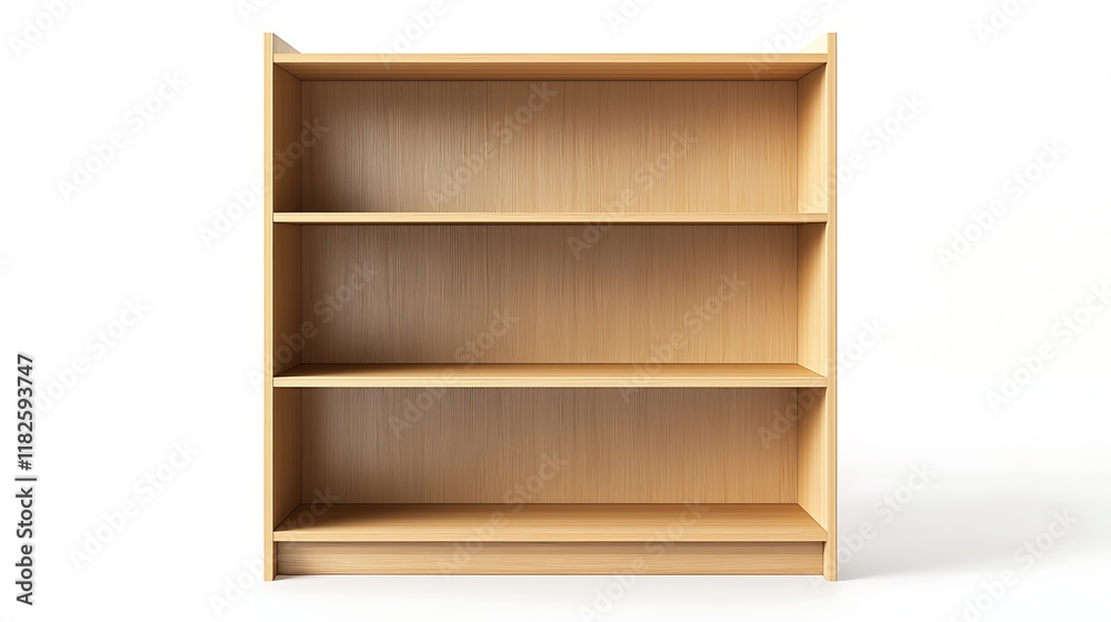 A wooden bookcase with three shelves