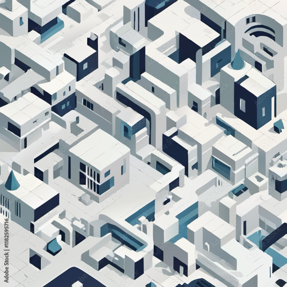 3D cityscape panorama birds eye view vector 3D cityscape panorama birds eye view vector