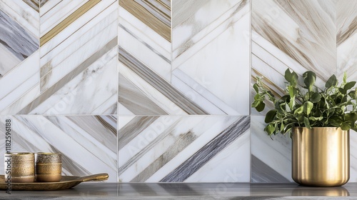 Stunning Geometric Marble Tiles for Modern Kitchens and Bathrooms. A Contemporary Design for Exquisite Living Spaces