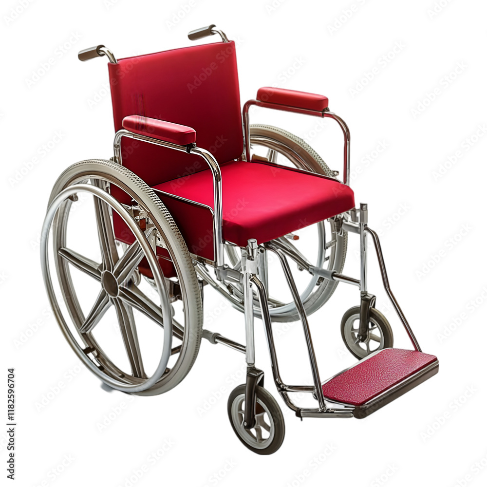 Fototapeta premium Red Wheelchair Medical Equipment Mobility Assistance Disabled Person