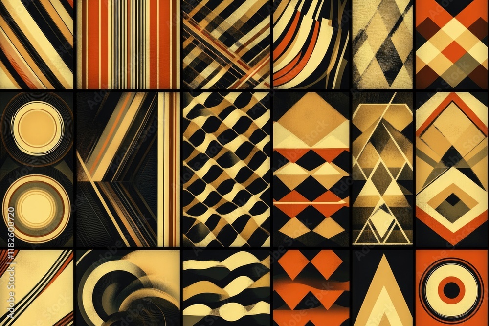 Obraz premium A colorful collage featuring various patterns and textures