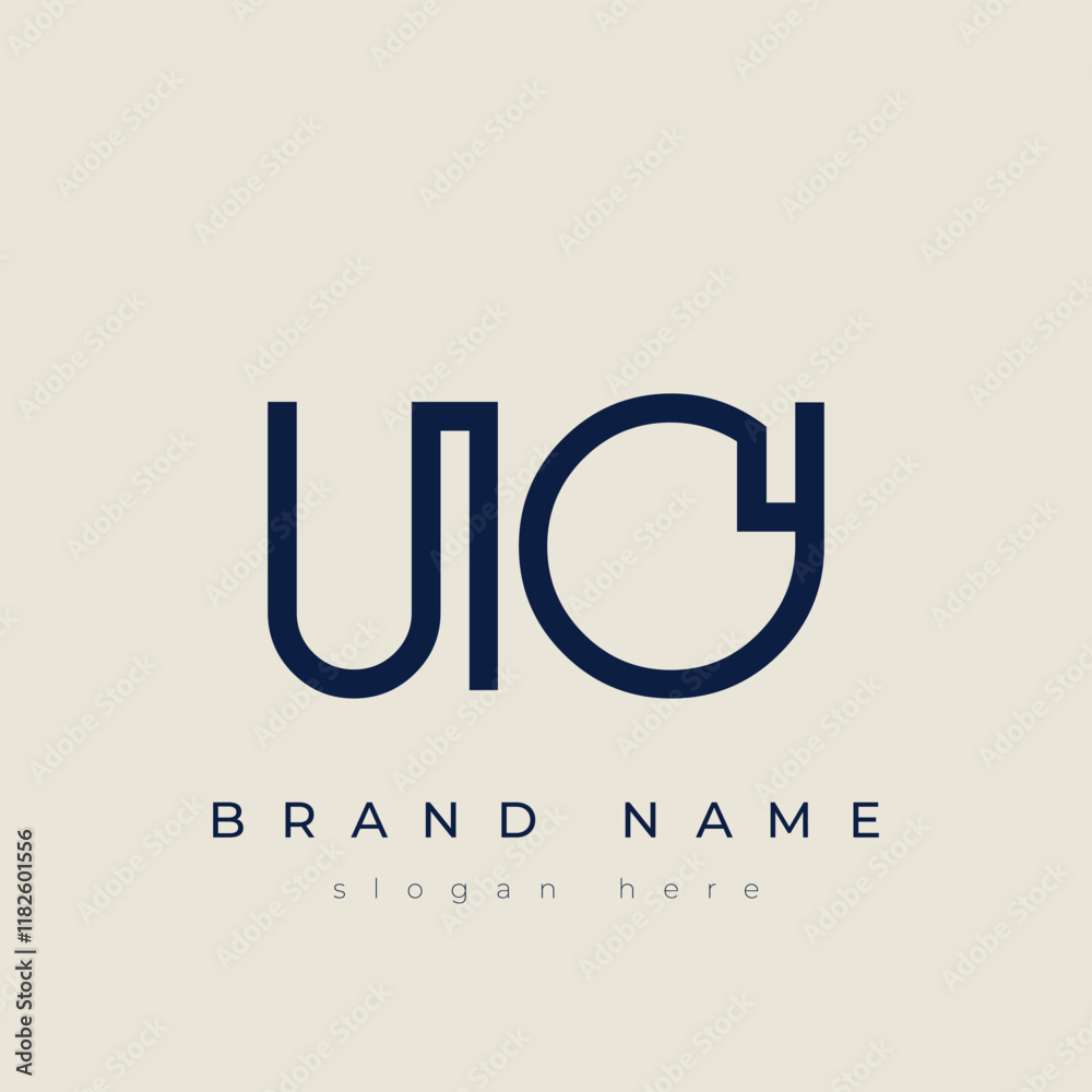 Fototapeta premium U and O logo design. UO abstract Letters Logo Monogram. This logo design is the process of creating a visual symbol that represents a brand, company, or individual.