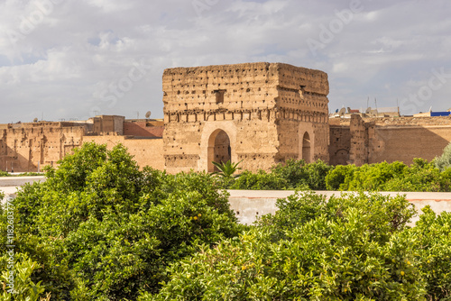 Morocco, Marrakech. View of Badii Palace photo