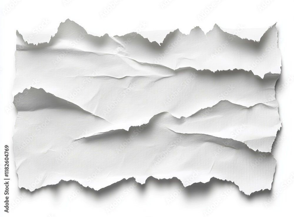 Blank Torn-Edge White Paper on White Background Blank Torn-Edge White Paper on White Background