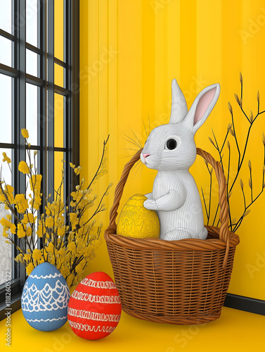 Rabbit Carrying Basket of Eggs
