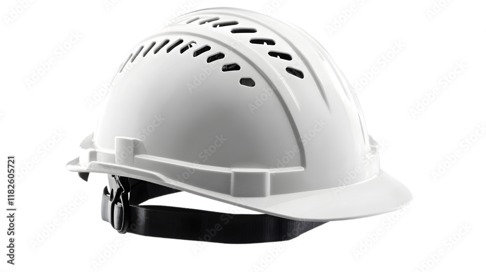 Fototapeta premium White Hard Hat Safety Helmet Construction Head Protection Industrial Safety Gear