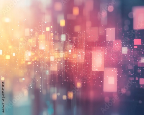 Wallpaper Mural Abstract Pastel Digital Interface with Geometric Shapes and Light Data Trails Torontodigital.ca