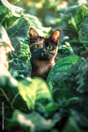 Cats in a Green Garden