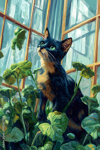 Cats in a Green Garden