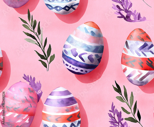 Easter Eggs on Pink Background
