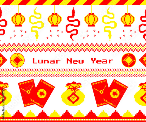 Chinese New Year pixel art illustration background