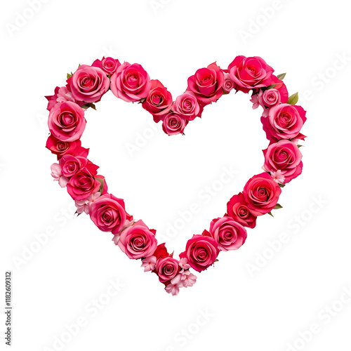 Valentine's day rose flowers heart shape with the isolated on transparent background.  