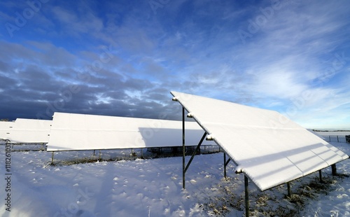 solar power ecology energy panels in winter photo