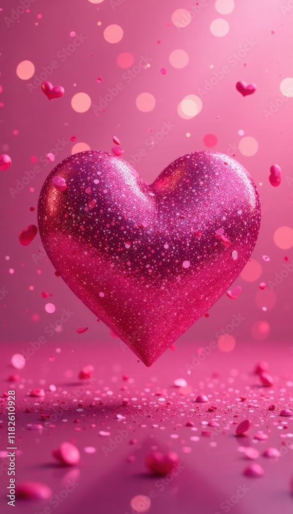Pink glitter heart on sparkling background Perfect for Valentine's Day , valentine, digital Pink glitter heart on sparkling background Perfect for Valentine's Day , valentine, digital