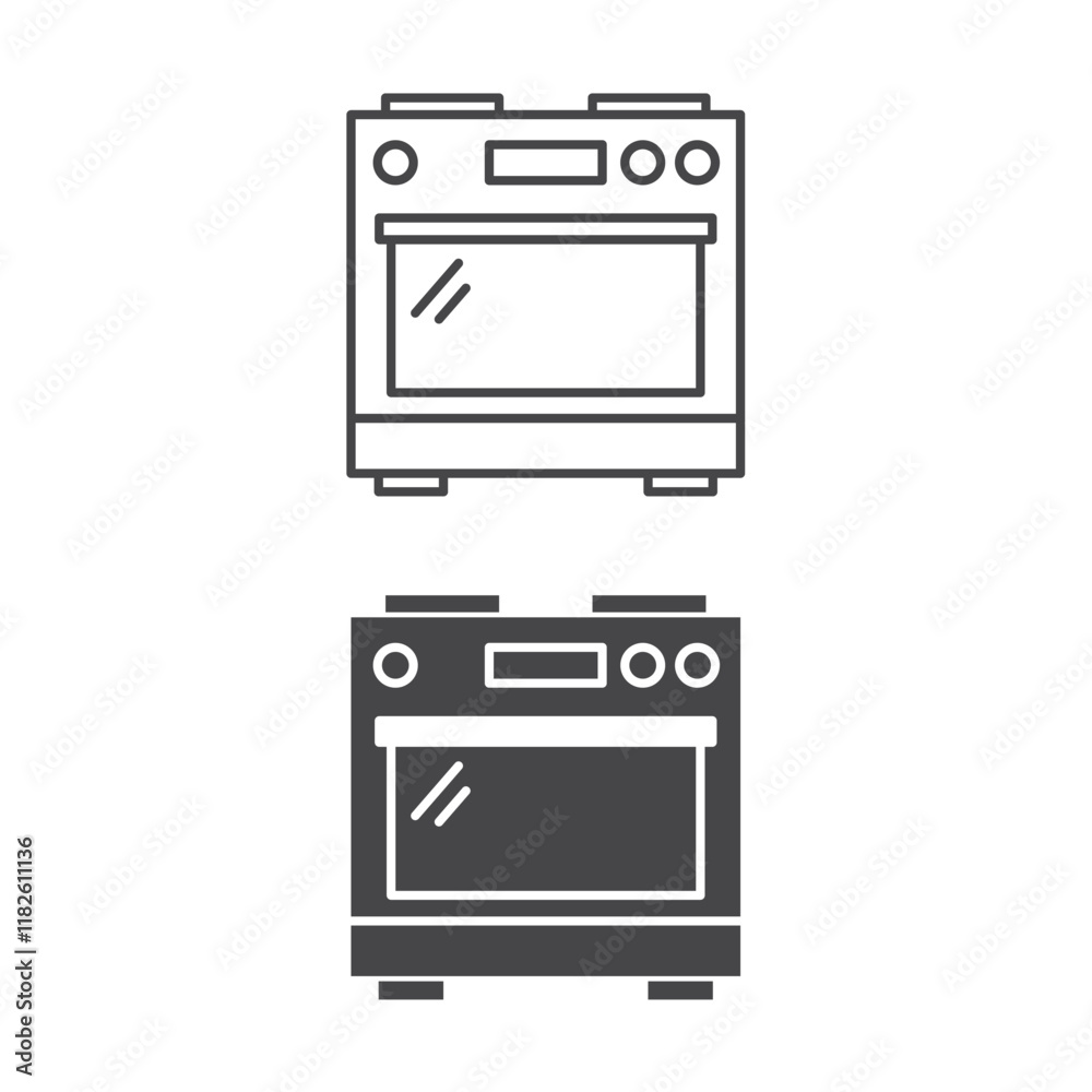 Oven Icon Set Vector Design. Oven Icon Set Vector Design.