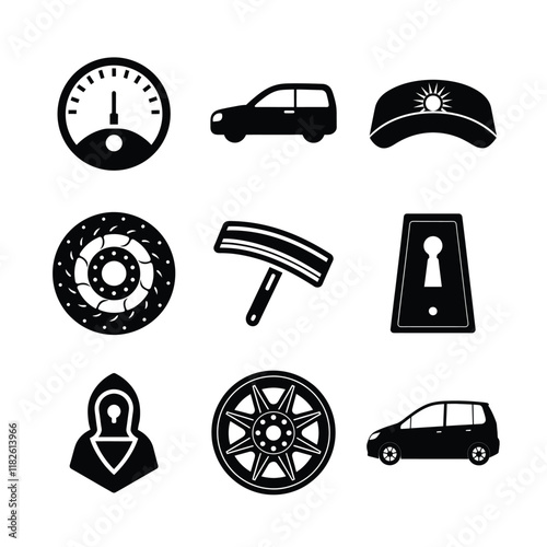 Car Service Solid Icons. Amazing auto repair filled icons set. The icons are designed on a white background. The set encompasses wide range from auto workshop concept. A wonderful pack to grab.