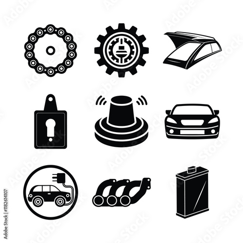 Car Service Solid Icons. Amazing auto repair filled icons set. The icons are designed on a white background. The set encompasses wide range from auto workshop concept. A wonderful pack to grab.