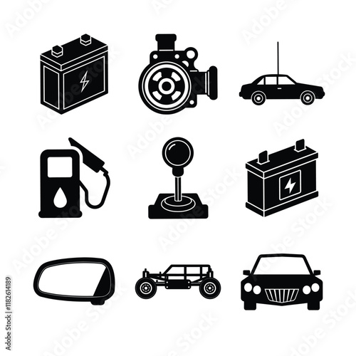 Car Service Solid Icons. Amazing auto repair filled icons set. The icons are designed on a white background. The set encompasses wide range from auto workshop concept. A wonderful pack to grab.