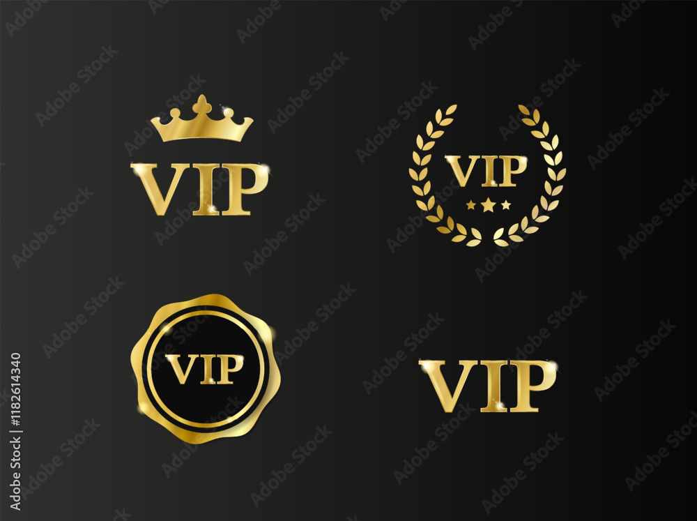Naklejka premium Premium golden VIP Card with elegant vip card template. Modern business card for members only. Luxury design.