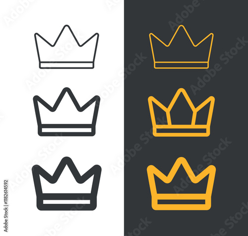 Crown icon. Symbol of power, king or VIP status. Attribute of privilege or bonuses. Icon for web.