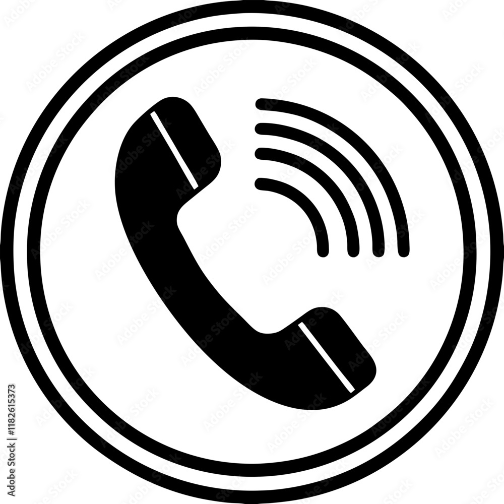 Phone Receiver with Soundwaves Vector Icon for Communication Design Phone Receiver with Soundwaves Vector Icon for Communication Design