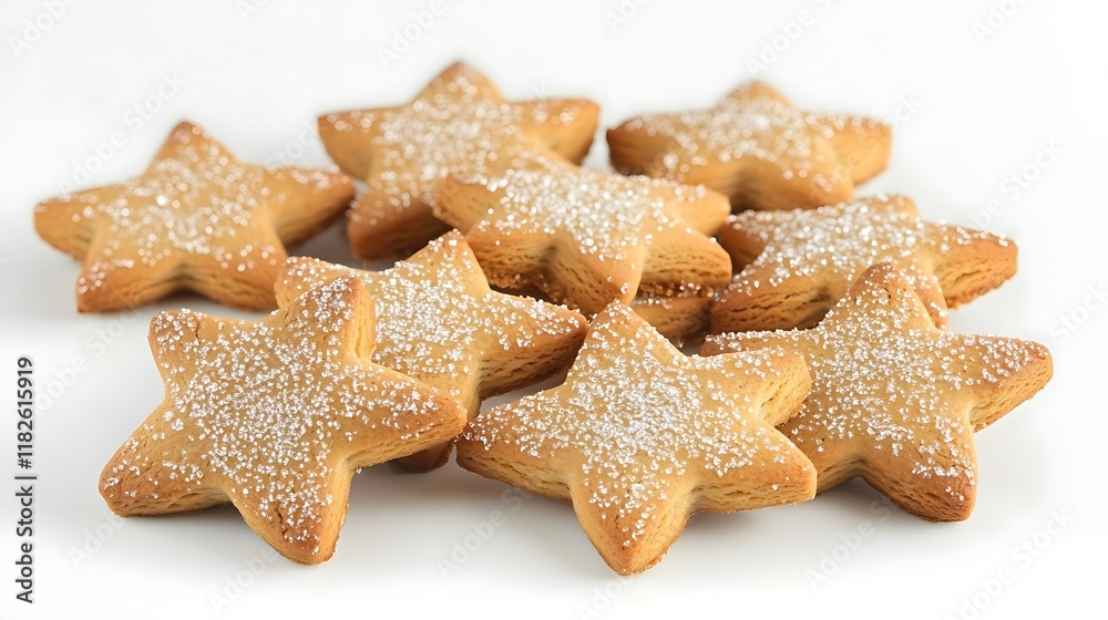 Star-shaped gingerbread cookies for Christmas and New Year with space for text on a white background. Star-shaped gingerbread cookies for Christmas and New Year with space for text on a white background.