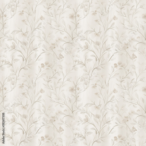 Light Vintage Floral Seamless Delicate Beige Flowers on Pastel Background