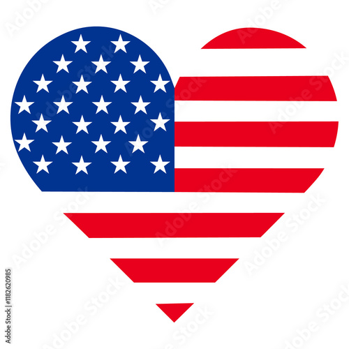 USA flag in love sign with transparent background