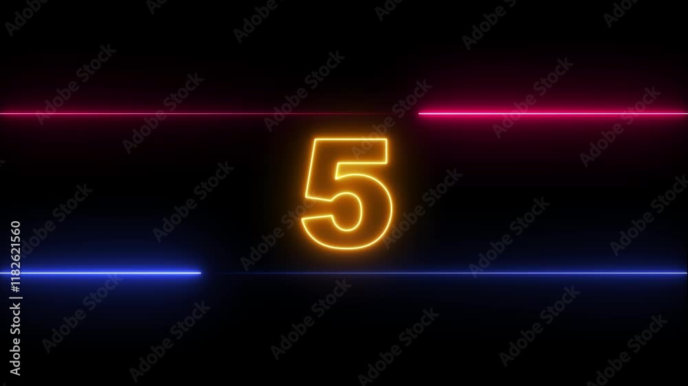 numbers from 10 to 0 countdown in blue circle on vertical black background with light streaks. Countdown timer with arc reactor effect. Changing numbers from 10 to 0, 4K animation