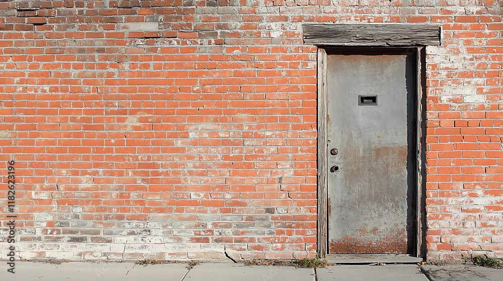 Single Door in Aged Brick Wall Single Door in Aged Brick Wall