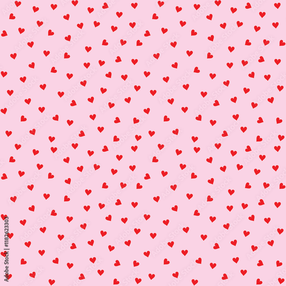 Simple heart shape seamless pattern in diagonal arrangement. Love and romantic theme background. red vector wallpaper.