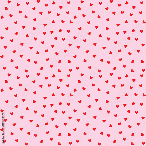 Obraz na płótnie Simple heart shape seamless pattern in diagonal arrangement. Love and romantic theme background. red vector wallpaper. w salonie