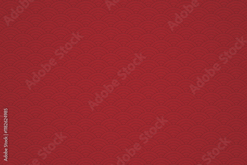 Traditional Seigaiha Wave Pattern Red And Gold Paper Background