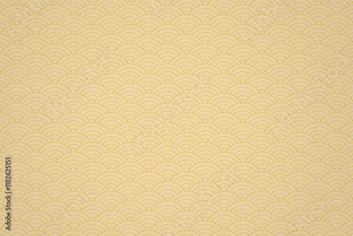 Traditional Seigaiha Wave Gold And Beige Paper Background