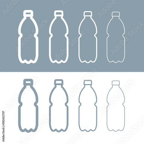 Plastic bottle icon (PET). Symbol of plastic recycling or ecology. Packaging for water, soda or beer.