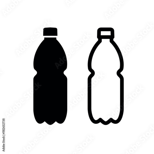 Plastic bottle icon (PET). Symbol of plastic recycling or ecology. Packaging for water, soda or beer.