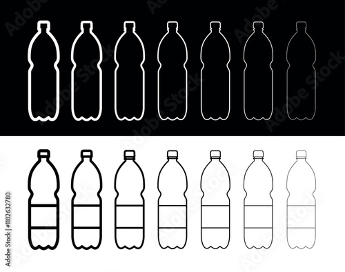 Plastic bottle icon (PET). Symbol of plastic recycling or ecology. Packaging for water, soda or beer.