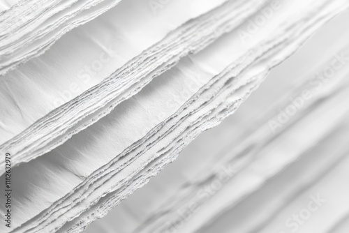 Close-up shot of stacked white papers with straight edges and smooth surfaces